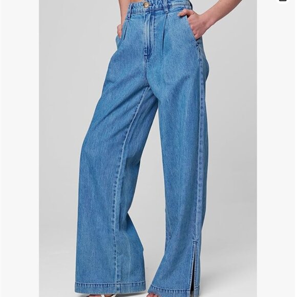 NEW Blank NYC High-Rise Pleated Wide-Leg  Denim Jeans Trouser, 100% cotton 028 - Picture 1 of 11